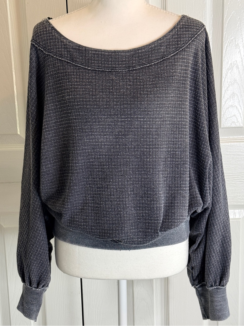 Free People We The Free Willow Thermal Top Charcoal Grey M